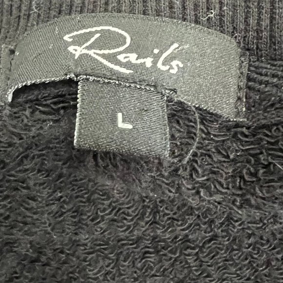 Rails Marlo Flocked Leopard Print Sweatshirt Side Zips Crew Neck Black Size L - Picture 7 of 9